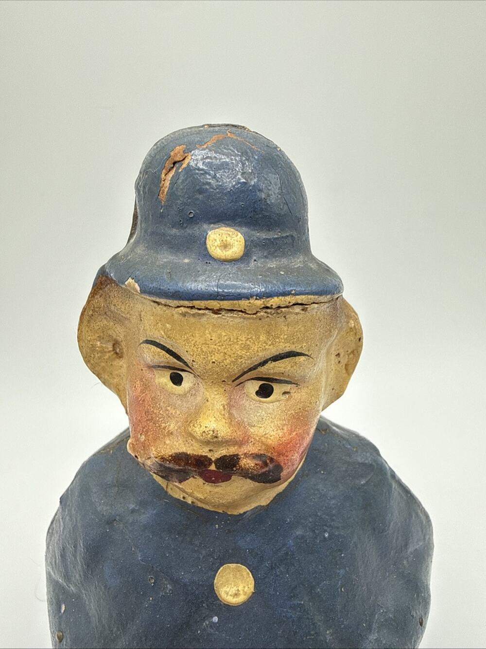 Antique 1900 Schoenhut Roly Poly Police Officer Blue Paper Mache Gift Retirement